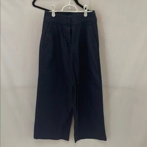 J.Crew Navy Wide-Leg Cotton Trousers